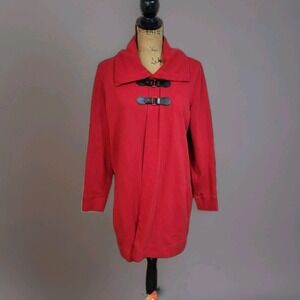 Chaps warm‎ red  outdoor coat jacket cape poncho sleeves collar 1X Women's